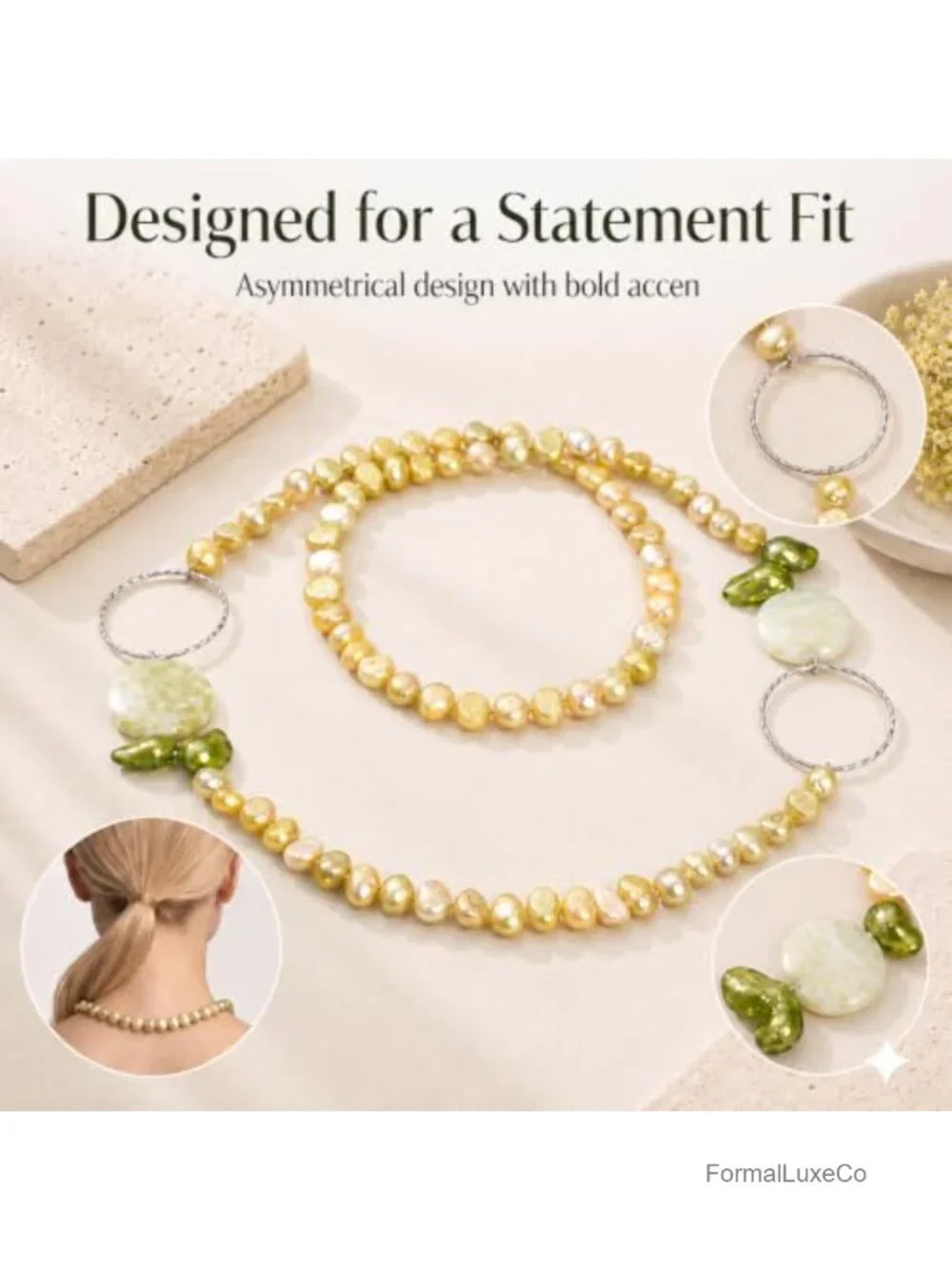 Handmade Freshwater Pearl Necklace Silver Beads 30 Inch Strand Gift for Women